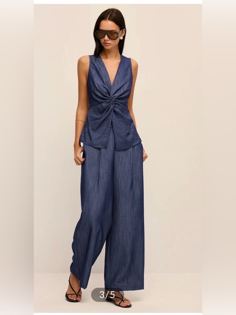 Commense  Twist-Front Vest & Wide leg Pants Set